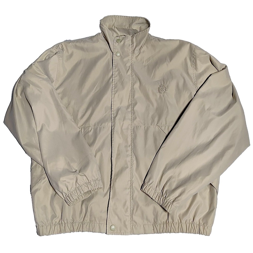 VTG CHAPS RALPH LAUREN Men Medium Khaki Lined Zip Long Sleeve Lightweight Jacket